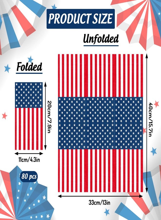 وولاين مجموعة مناديل ضيوف من والين، 80 قطعة، بتصميم العلم الأمريكي، مناديل ورقية للاستخدام مرة واحدة، مثالية لحفلات الرابع من يوليو، ولحفلات العشاء، وحفلات عيد الاستقلال، ويوم الذكرى، وأعياد الميلاد، وتزيين الطاولات. - Image 2